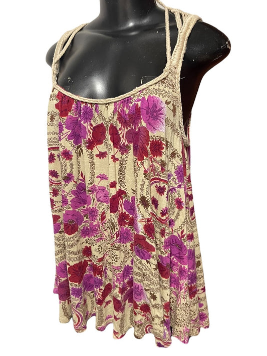Small Free People Sleeveless Floral Tank with Braided Straps