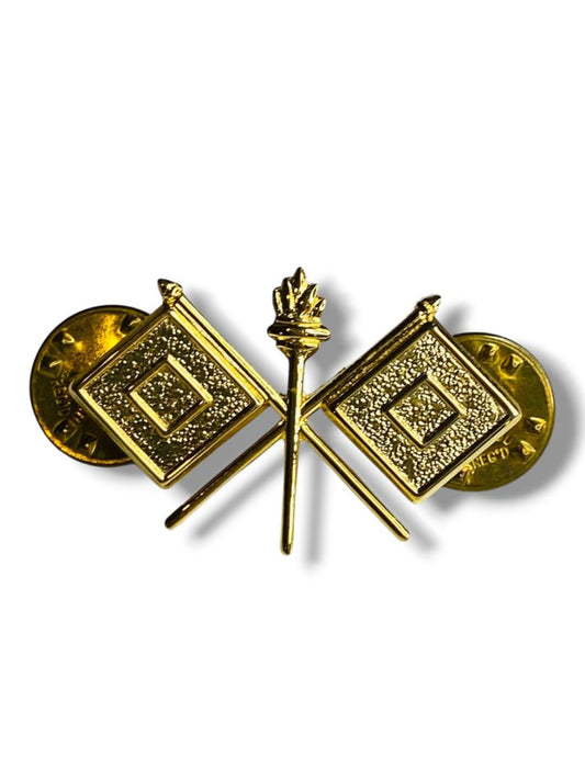 WW2 US Army Signals Collar Goldtone Pin Backed 1.25"