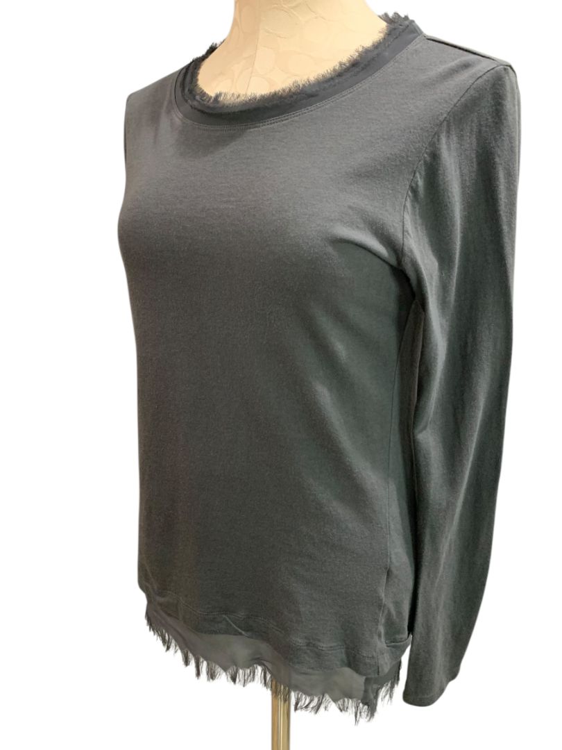 Size Medium LOGO Lori Goldstein Womens Gray Knit Shirt Long Sleeve