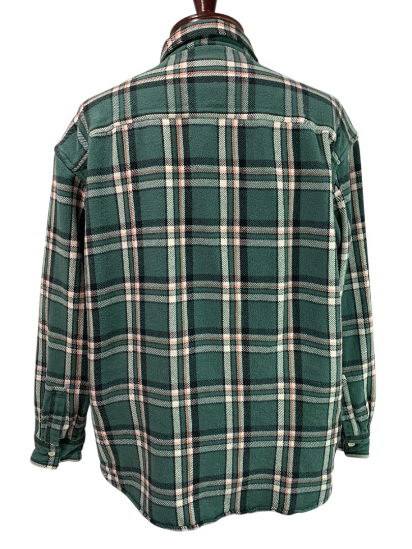 XL American Eagle Mens Button Up Heavy Weight Flannel Green Plaid