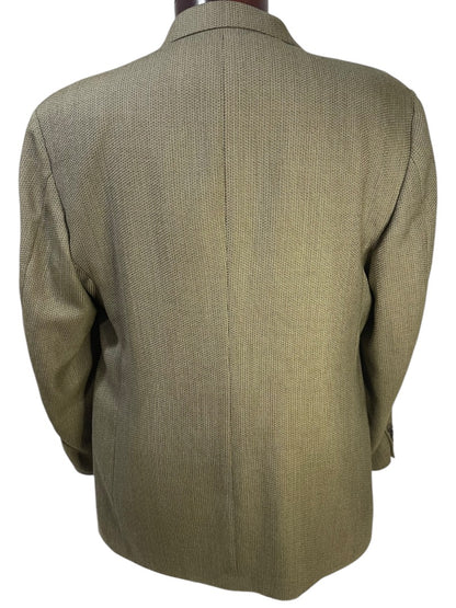 Size 46R Haggar Collections 2 Button Mens Sport Coat Olive Wool Blend