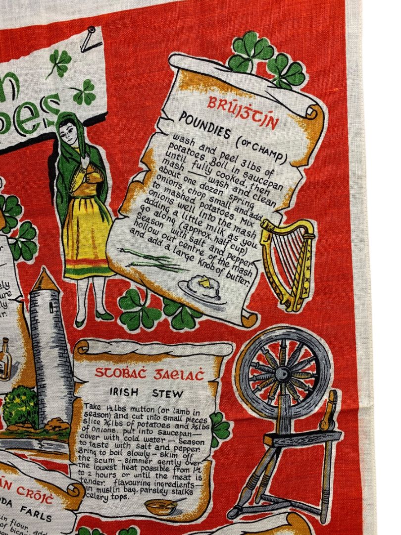 by Ulster Linen Tea Towel Vintage Irish Recipes 20" x 30" Coffee Stew Poundies