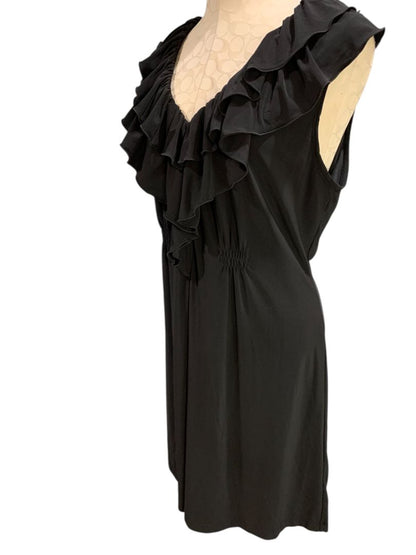 XL Tiana B Black Dress V-Neck Ruffle Sleeveless Polyester Blend