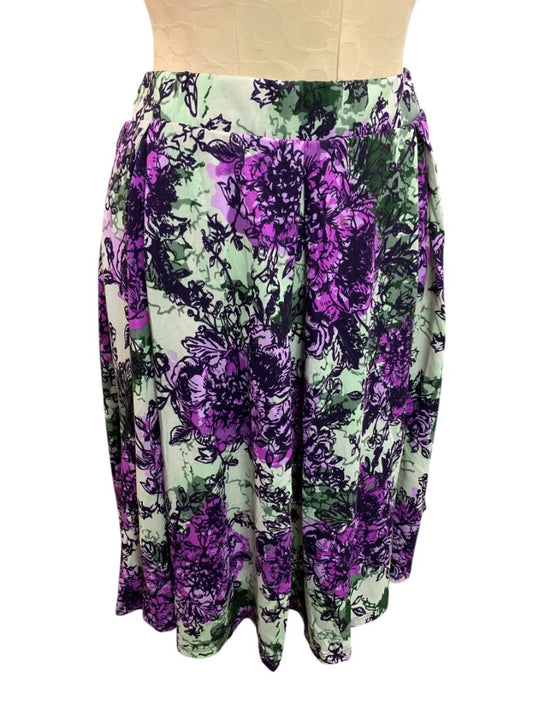 Small LulaRoe Madison Skirt Flare Pockets Green Purple