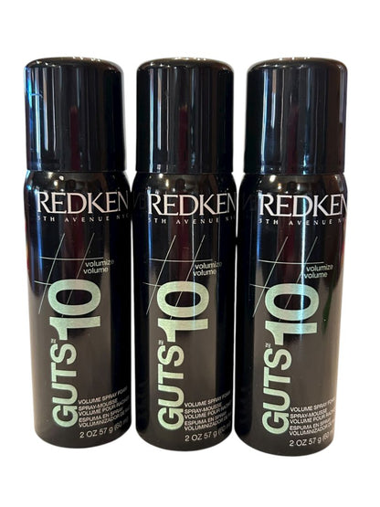 Lot of 3 Redken Guts 10 Volume Spray Foam Mousse 2 oz Each New