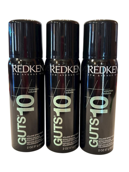 Lot of 3 Redken Guts 10 Volume Spray Foam Mousse 2 oz Each New