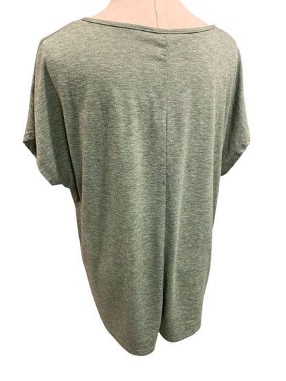 Size 1XL Womens Green Heathered Tshirt V-Neck Short Sleeve