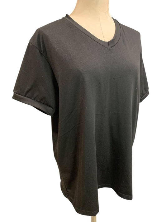 Size 1XL Womens Black Short Sleeve V-Neck Tshirt