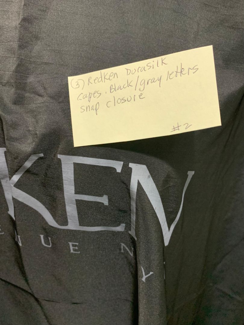 Set of 3 Redken Durasilk Black Hair Styling Capes Snap Closure Salon