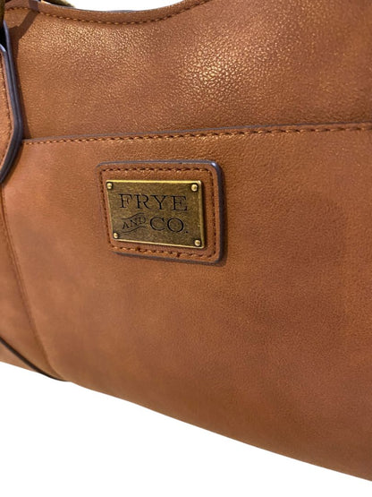 Frye & Co Brown Vegan Leather Satchel Hanbag Removable Shoulder Strap