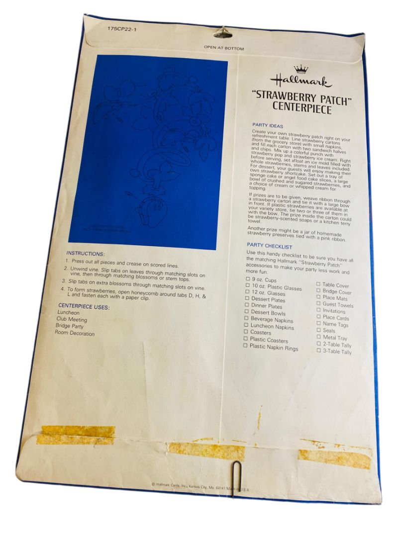 Vintage Hallmark Strawberry Patch Centerpiece 30 Inches Honeycomb