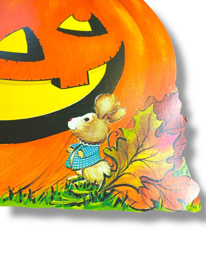 Vintage Halloween Diecut Decoration Mice Jack O Lantern 15"