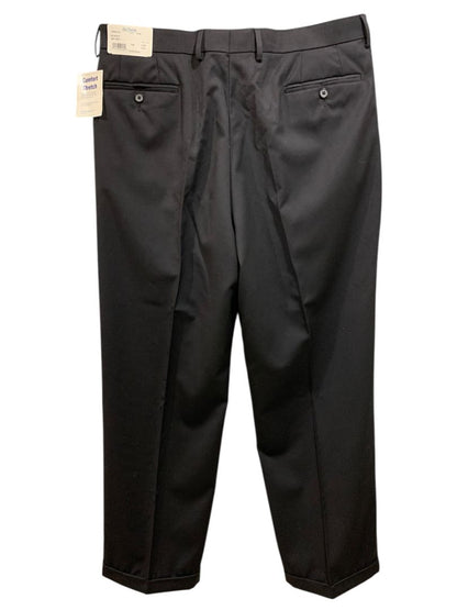 37R Paul Frederick Black Pleated Dress Pants Mens Wool Stretch Hemmed New