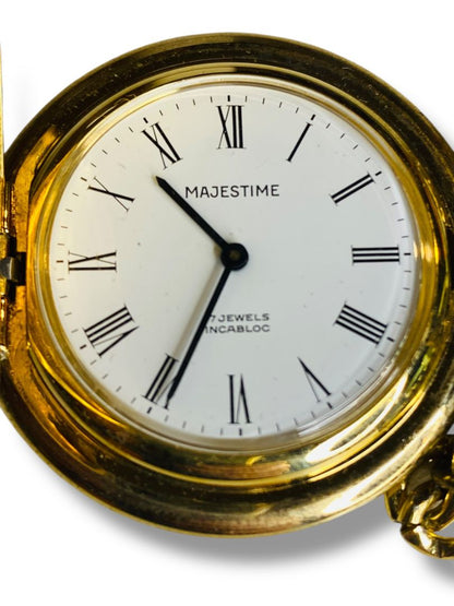 Vintage Majestime Mechanical Pocket Watch 17 Jewel 42mm Incabloc