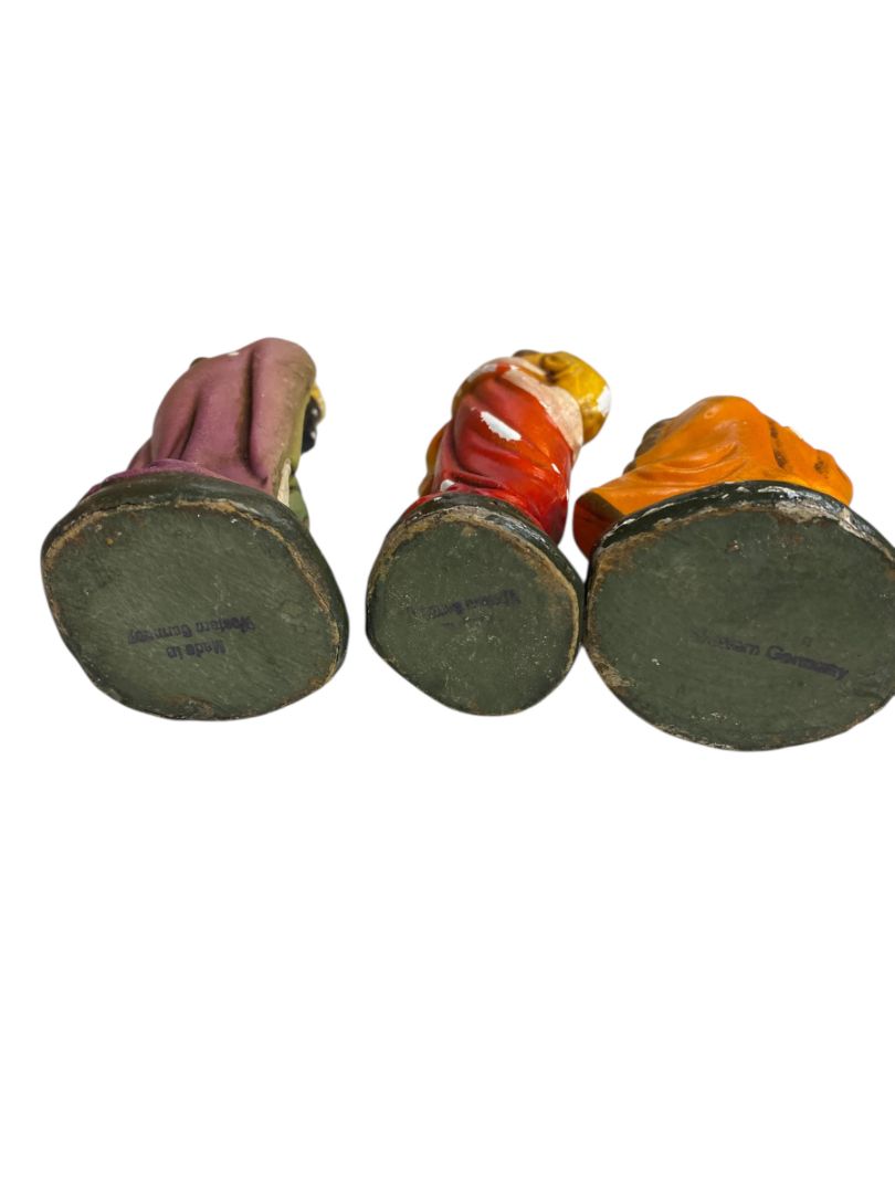 Vintage Three Wisemen Hollow Plaster Nativity Figurine Western Germany 5"