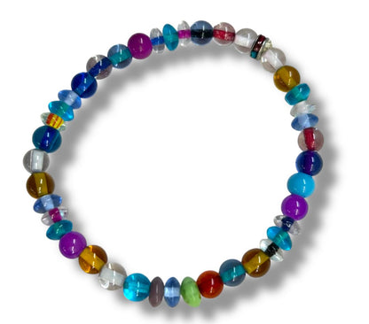 Multicolor Glass Beaded Stretch Bracelet Stretchy