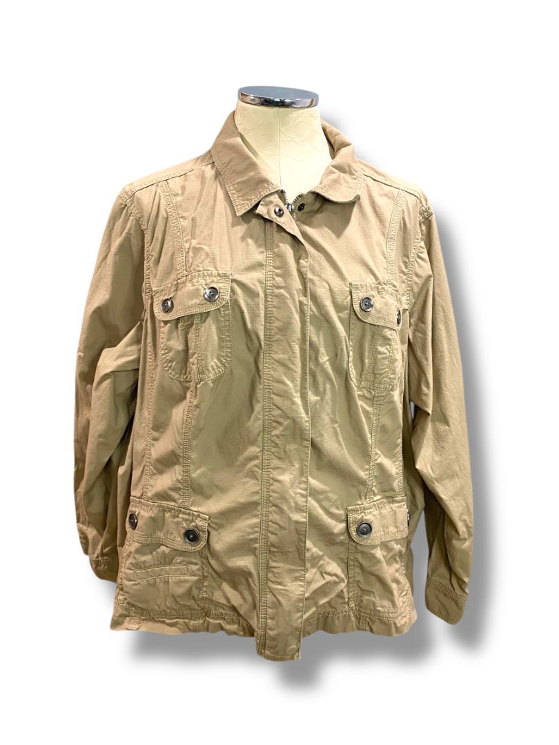 Size 2X Croft & Barrow Womens Tan Lightweight Full Zip Jacket Safari Style