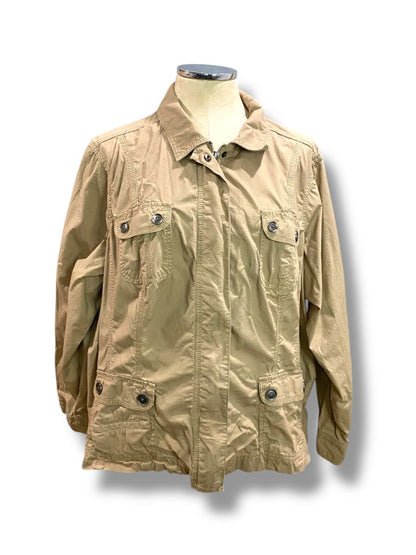 Size 2X Croft & Barrow Womens Tan Lightweight Full Zip Jacket Safari Style