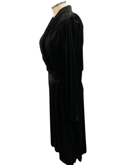 Size 12 Butte Vintage Black Velour Dress Wrap Style Bodice