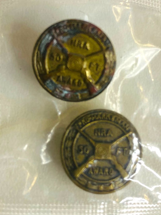 Vintage NRA 50 Ft Pro Marksman Award .5" Lapel Pin Set of 2