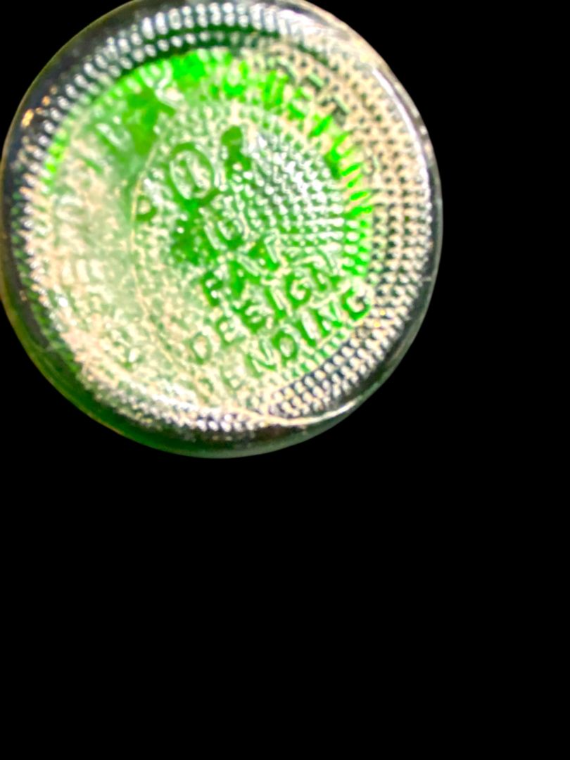 Vintage Green Glass Soda Bottle Textured Ring Design 7"h