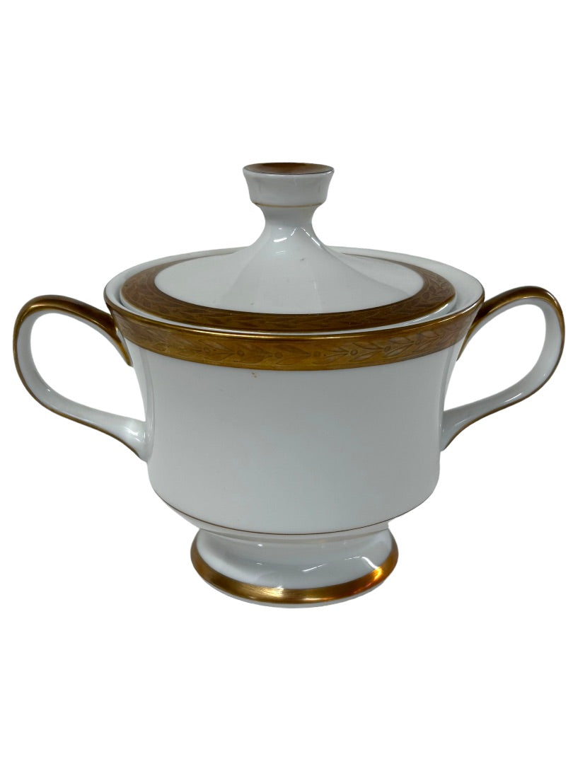 Sango Royalty Pattern White Gold Trim Sugar Bowl and Lid 1970s