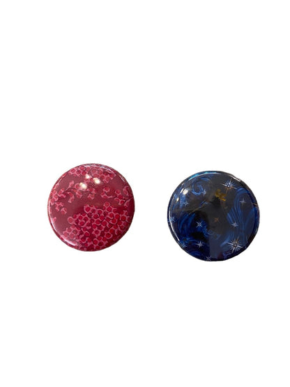 Magnabilities Set of 2 Classic Inserts Insets 1"  Pink Lace Galaxy Blue Design Magnetic Jewelry