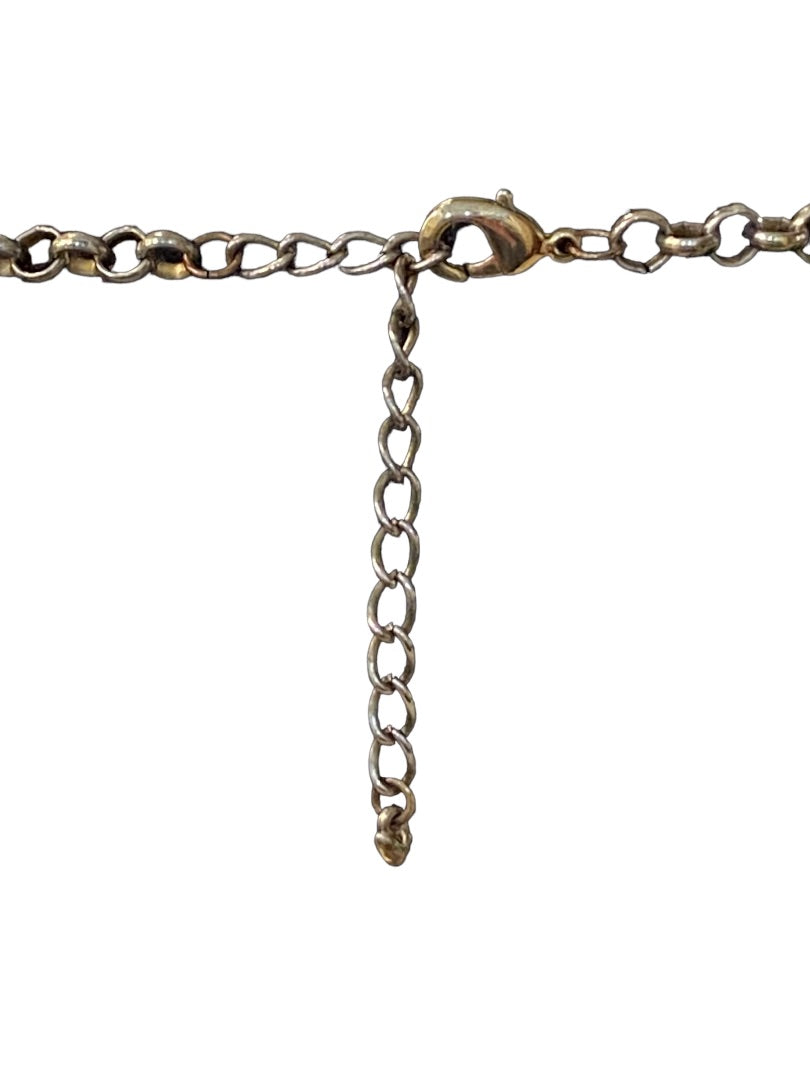 Statement Necklace Teal Coral Goldtone Funky Lays Flat Faceted Acrylic Beads