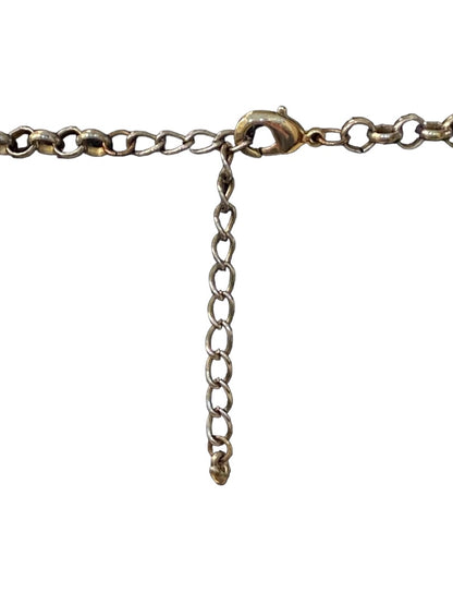 Statement Necklace Teal Coral Goldtone Funky Lays Flat Faceted Acrylic Beads