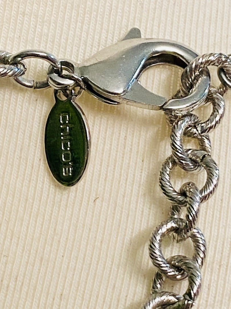 Chico's Mixed Metals Pink Brown Silvertone Lobster Clasp 37-40"