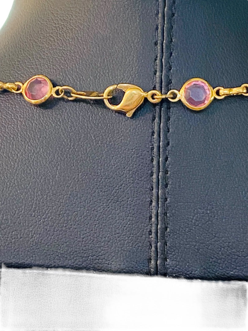 Goldtone Pink Signed Avon 22.5" Necklace Lobster Clasp