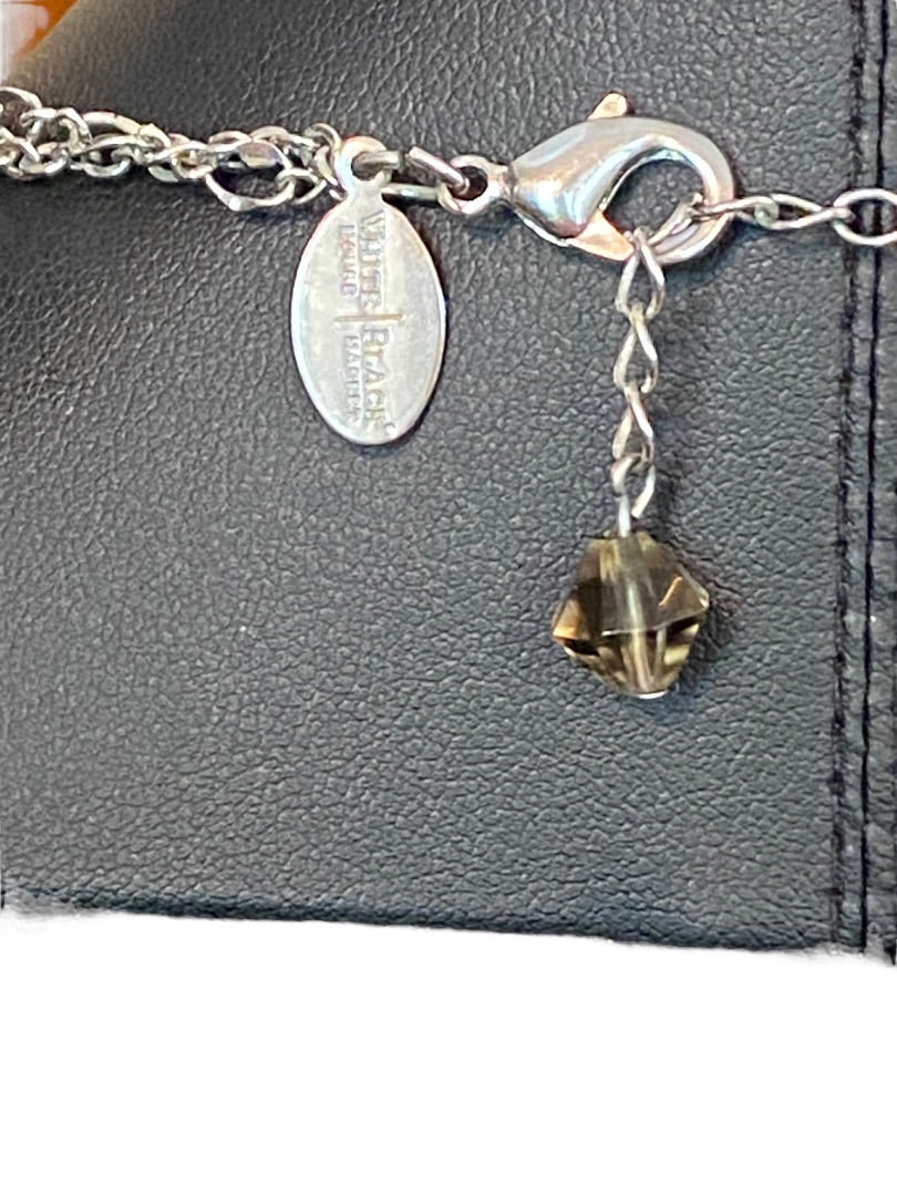 White House Black Market 16-18" Silvertone Charm Necklace Faceted Beads