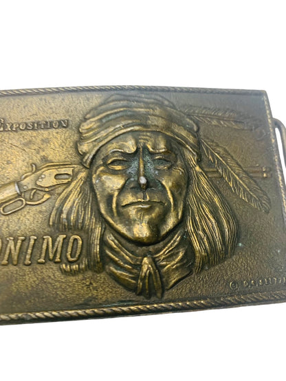 Tiffany Studio Geronimo Native American Belt Buckle 1904 St Louis Exposition Seltzer Brass