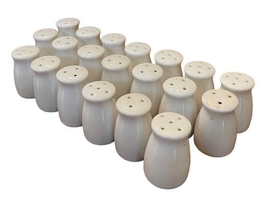 Set of 10 Personal Salt Pepper Shakers Cream Ceramic Farmhouse Individual