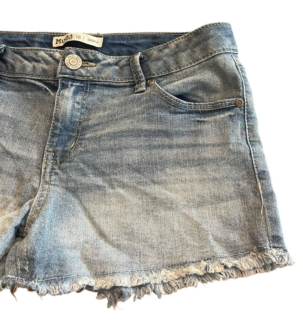 Size 16 Mudd Girls Shortie Denim Shorts Bottom Cutoff Jean Adjustable Waist