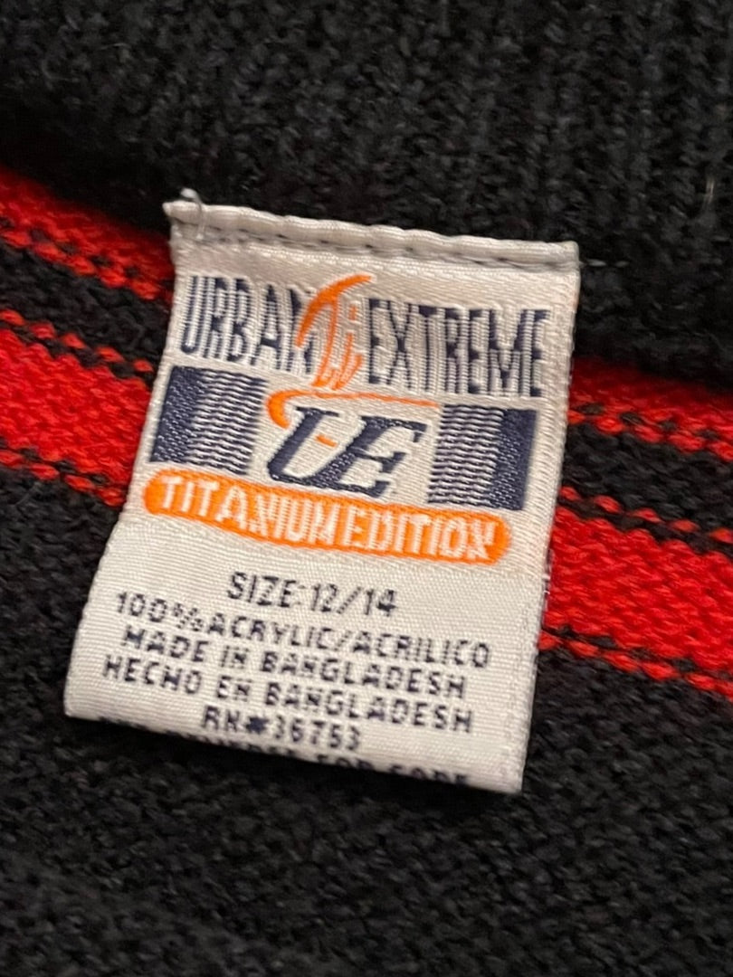 Size 12/14 Urban Extereme Titanium Edition Boys Black Red Striped Pullover Sweater