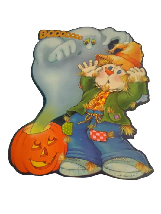 Vintage Ghost Scarecrow Jack O' Lantern Cardboard Cut Out Halloween '81