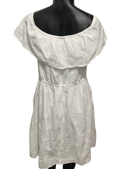 3X Torrid (22/24) White Summer Off Shoulder Dress Embroidered Boho Style Pockets