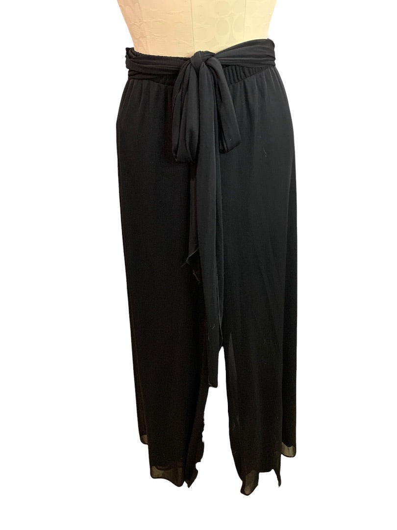 Size 18/20W DressBarn Woman Black Loose Fit Pull On Dress Pants Sheer Overlay