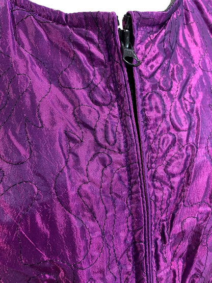 Medium Womens Purple Crinkle Satin Stretch Full Zip Jacket Y2K