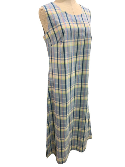 Size 6 Monterey Bay Long Plaid Dress Pockets Lightweight Cotton Sleeveless