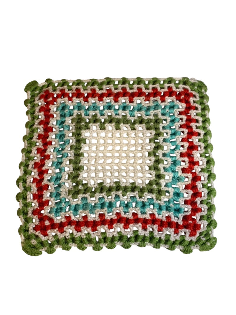 Vintage 1970s Handmade Crocheted Doily 14 Inches Square