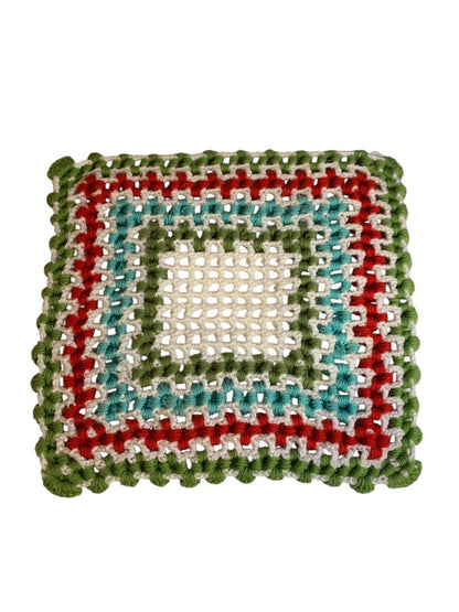 Vintage 1970s Handmade Crocheted Doily 14 Inches Square