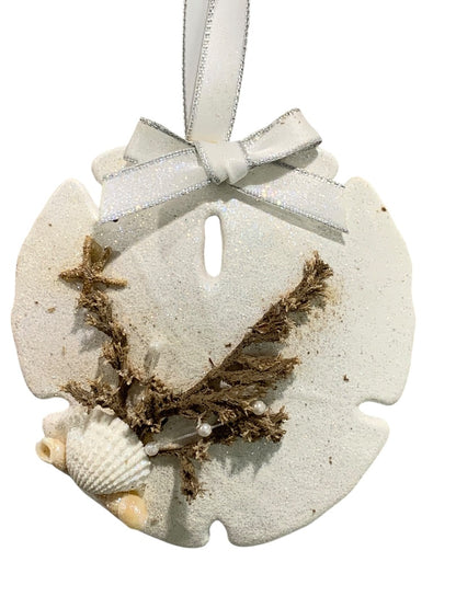 Sand Dollar Vintage Christmas Ornament Sparkly Beachy Embellished