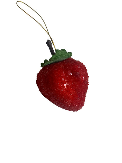 Vintage Styrofoam Sparkle Strawberry Ornament Christmas 1.5 Inch