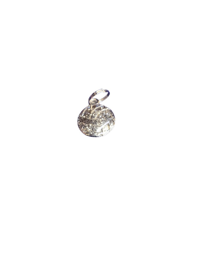 Sparkly Silvertone Volleyball Charm Pendant Jump Ring .75 Inches