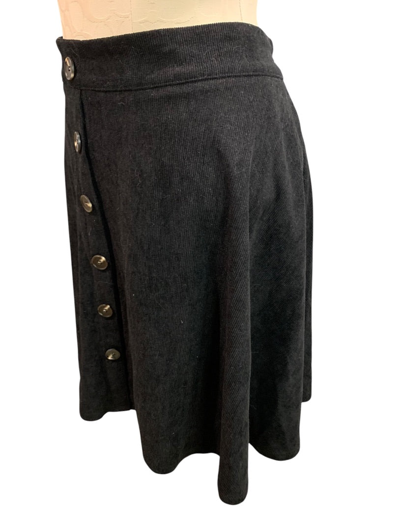 3XL Black Corduroy A-Line Skirt Side Zip Partial Elastic Waist