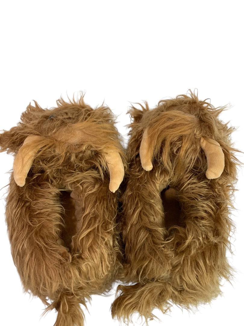 Size 7-9 Womens Adult Highland Cow Plush Slippers Non-Slip