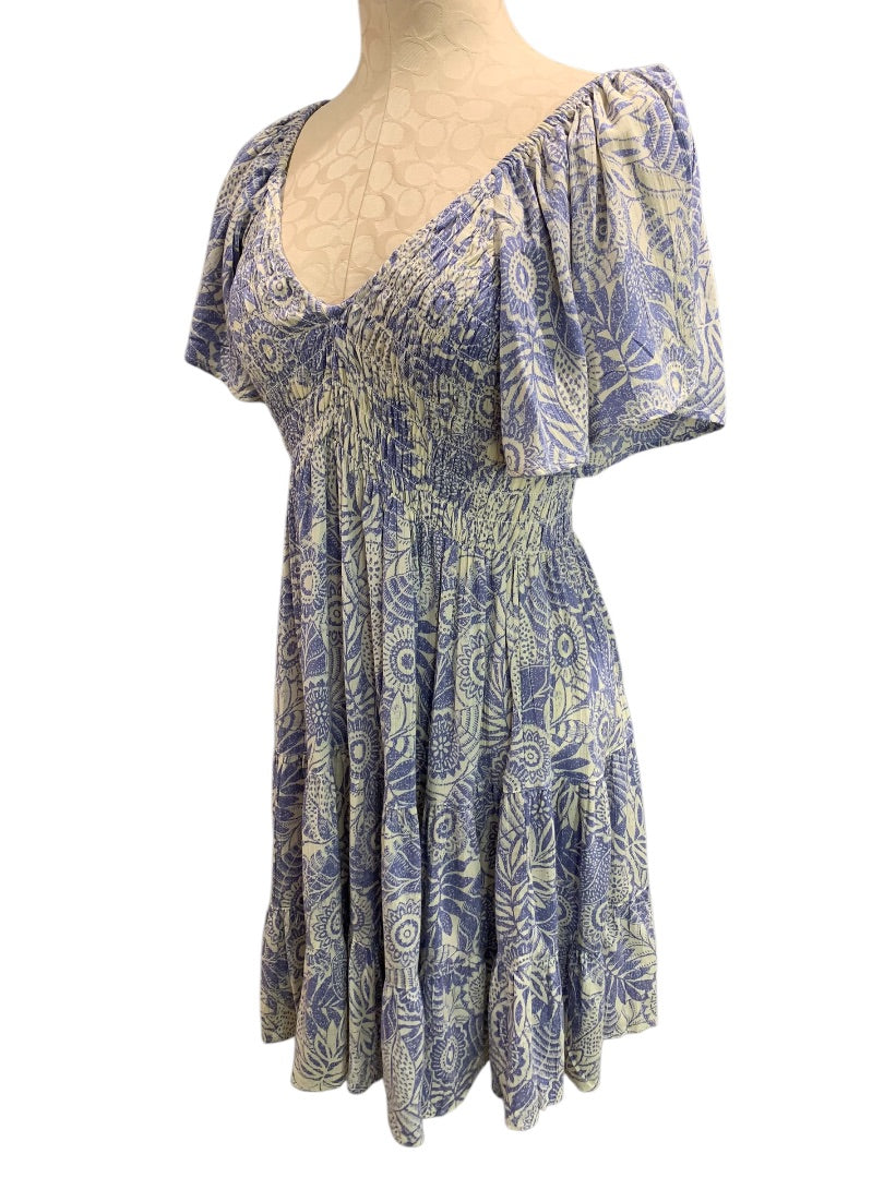 Small Angie Smocked Lightweight Boho Dress Rayon