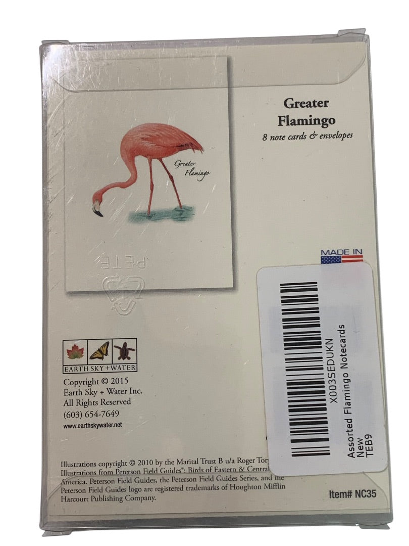 Set of 8 Notecards and Envelopes Greater Flamingo New